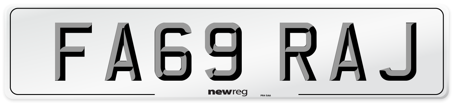 FA69 RAJ Number Plate from New Reg